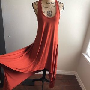 Highlow flowy burnt orange dress